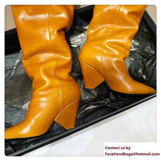 Saint Laurent Niki 85 Boots In Moroder Cracked Shiny Leather 4928100 Caramel 2017 - Click Image to Close