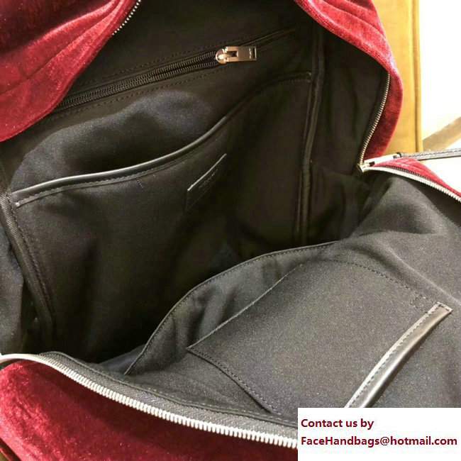 Saint Laurent Velvet Backpack Bag Dark Red