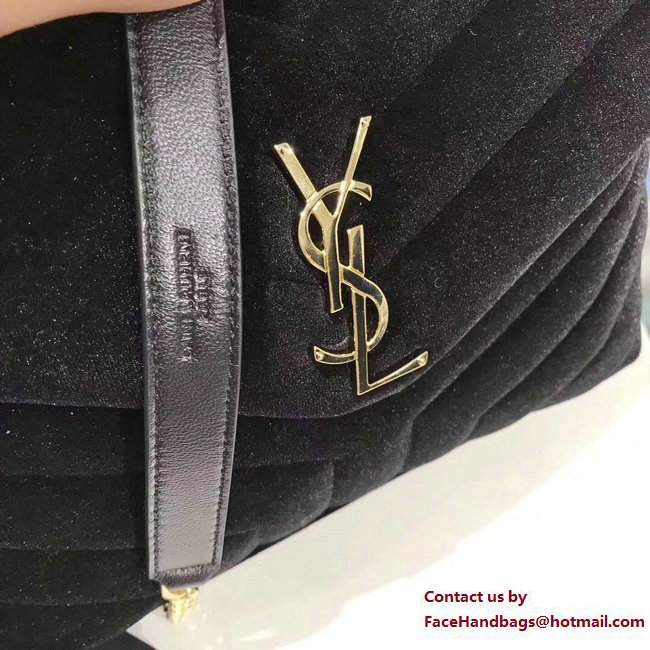 Saint Laurent Velvet Small Loulou Monogram Y Matelasse Flap Front Chain Bag 487218 Black 2017 - Click Image to Close