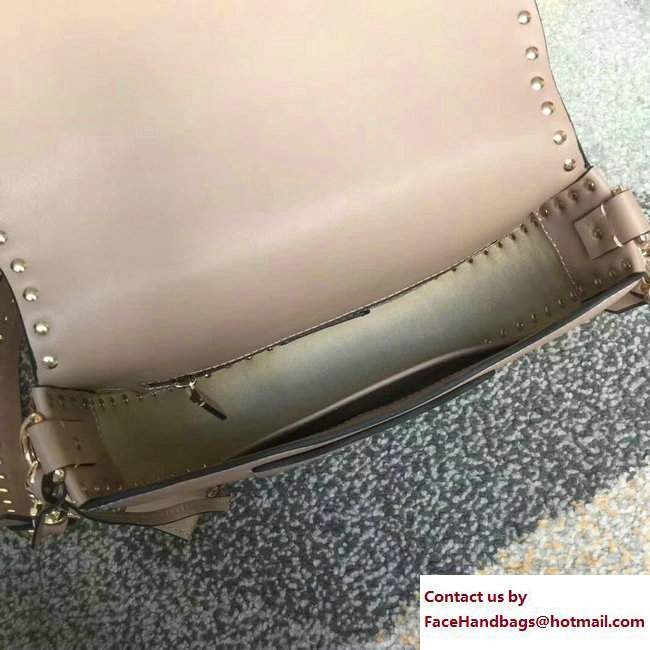 Valentino Calfskin Rockstud Shoulder Crossbody Bag Apricot 2018 - Click Image to Close