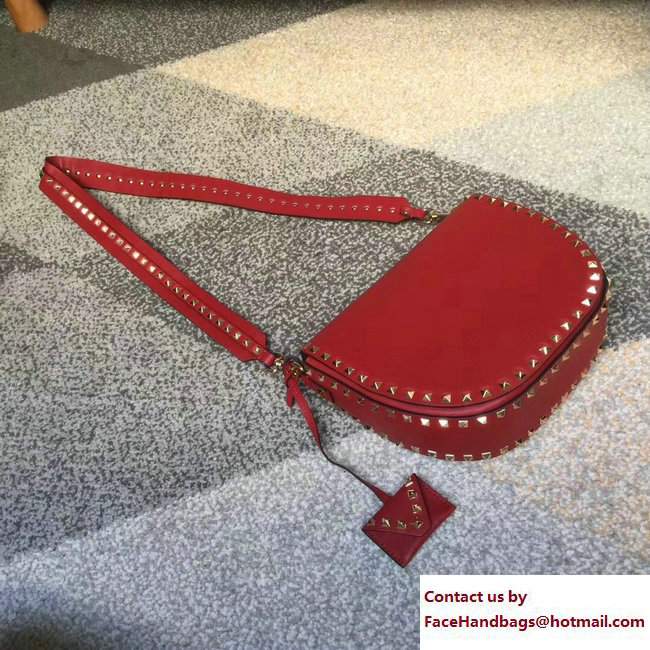 Valentino Calfskin Rockstud Shoulder Crossbody Bag Red 2018
