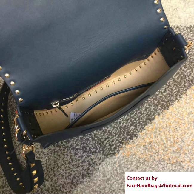 Valentino Calfskin Rockstud Shoulder Crossbody Bag Slate Blue 2018 - Click Image to Close