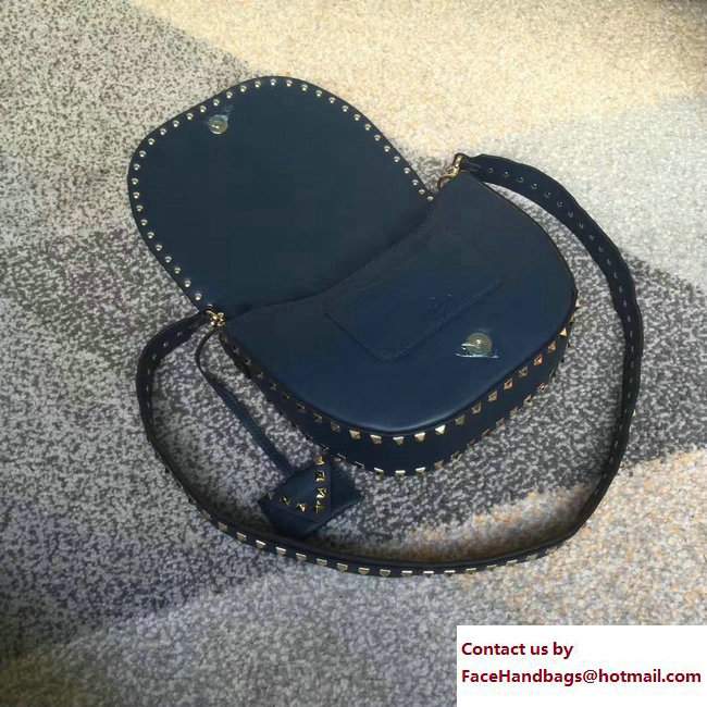 Valentino Calfskin Rockstud Shoulder Crossbody Bag Slate Blue 2018