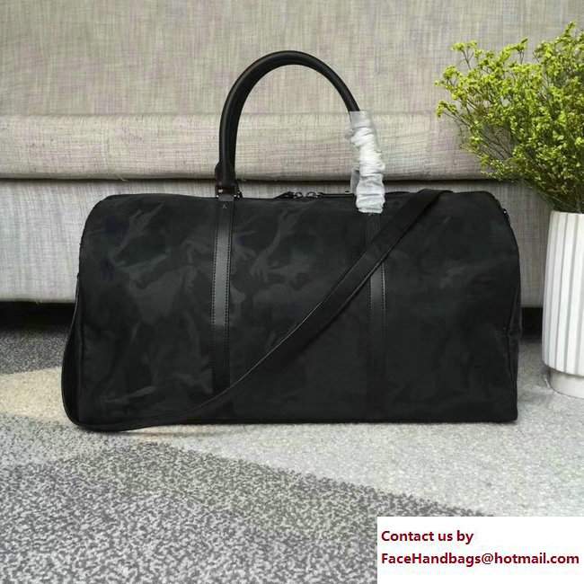 Valentino Camo Print Nylon Holdall Boston Duffle Bag Black - Click Image to Close