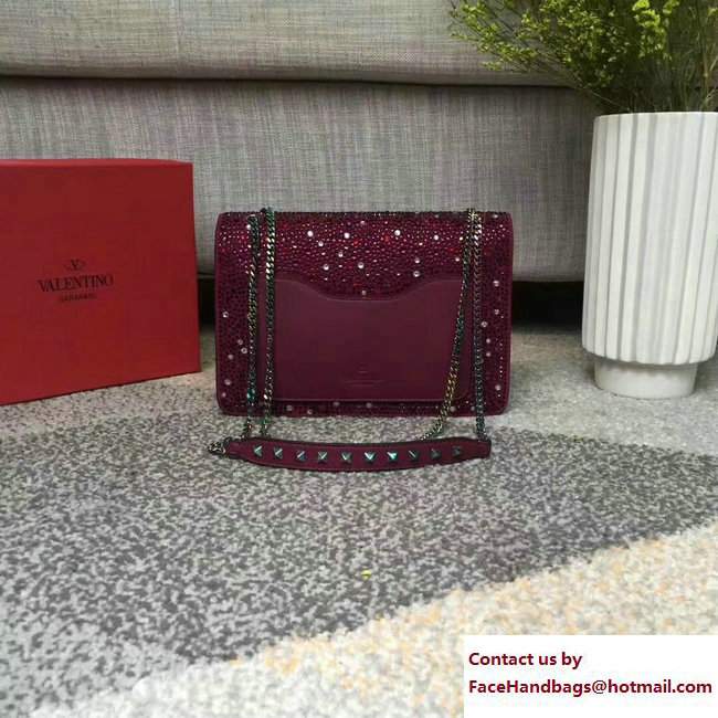 Valentino Crystals Embellished Demilune Small Shoulder Bag Purple Spring 2018 - Click Image to Close
