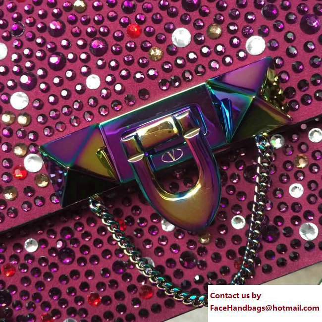 Valentino Crystals Embellished Demilune Small Shoulder Bag Purple Spring 2018