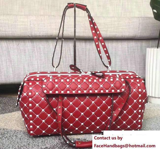 Valentino Free Rockstud Spike Duffle Bag Red 2017 - Click Image to Close