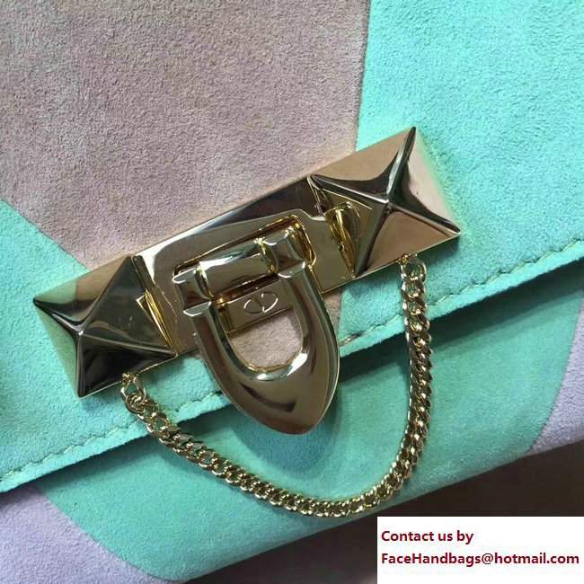 Valentino Multicolor Suede Demilune Double Handle Small Bag Apricot 2017