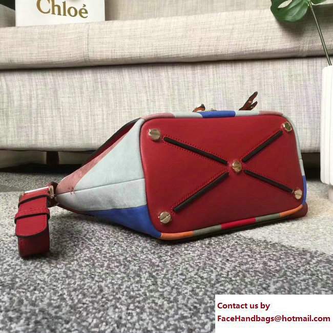 Valentino Multicolor Suede Demilune Double Handle Small Bag Red 2017