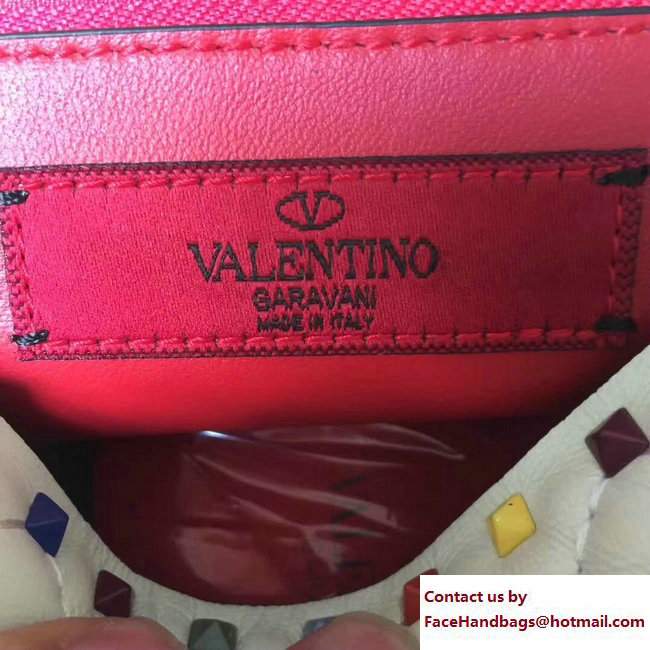 Valentino Multicolour Rockstud Spike Medium Shoulder Bag White 2018