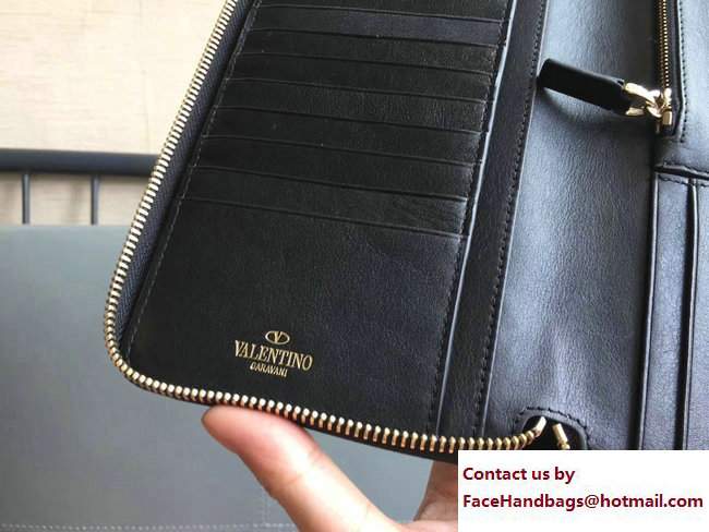 Valentino Rockstud Large Wallet Clutch Bag Black 2017 - Click Image to Close