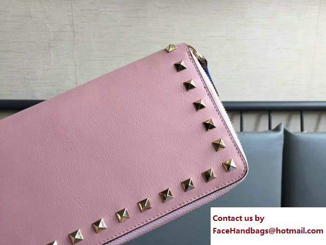 Valentino Rockstud Large Wallet Clutch Bag Pink 2017 - Click Image to Close