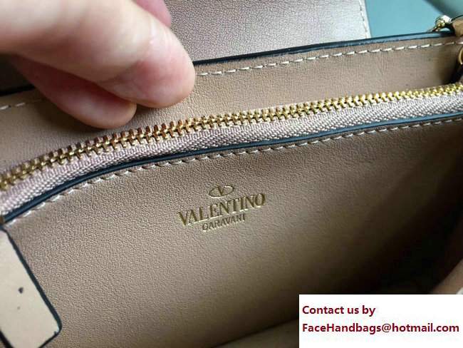 Valentino Rockstud Leather Flap Phone Case Bag Apricot 2018