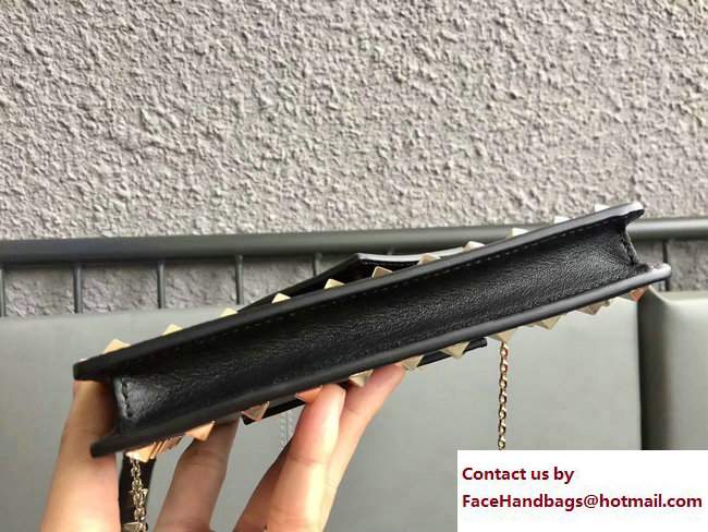 Valentino Rockstud Leather Flap Phone Case Bag Black 2018