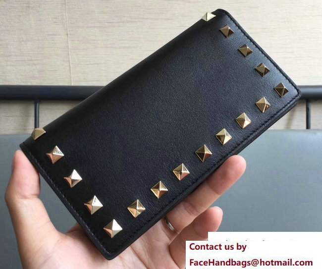 Valentino Rockstud Medium Flap Continental Wallet Black 2017 - Click Image to Close