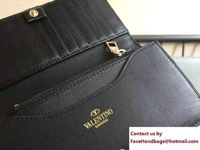 Valentino Rockstud Medium Flap Continental Wallet Black 2017 - Click Image to Close