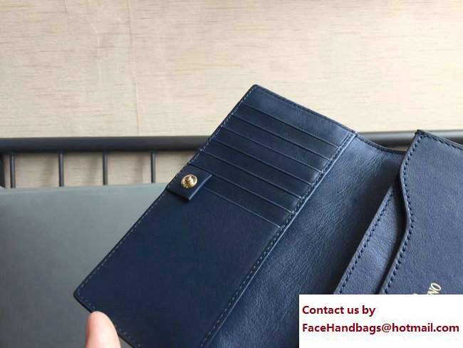 Valentino Rockstud Medium Flap Continental Wallet Dark Blue 2017 - Click Image to Close