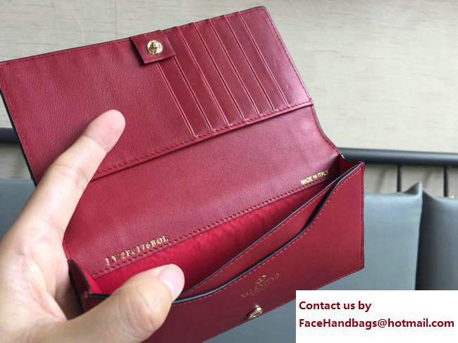 Valentino Rockstud Medium Flap Continental Wallet Red 2017 - Click Image to Close