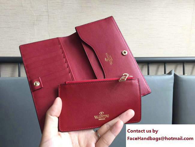 Valentino Rockstud Medium Flap Continental Wallet Red 2017
