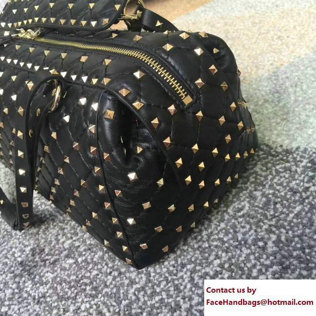 Valentino Rockstud Spike Duffle Bag Black/Gold 2017 - Click Image to Close