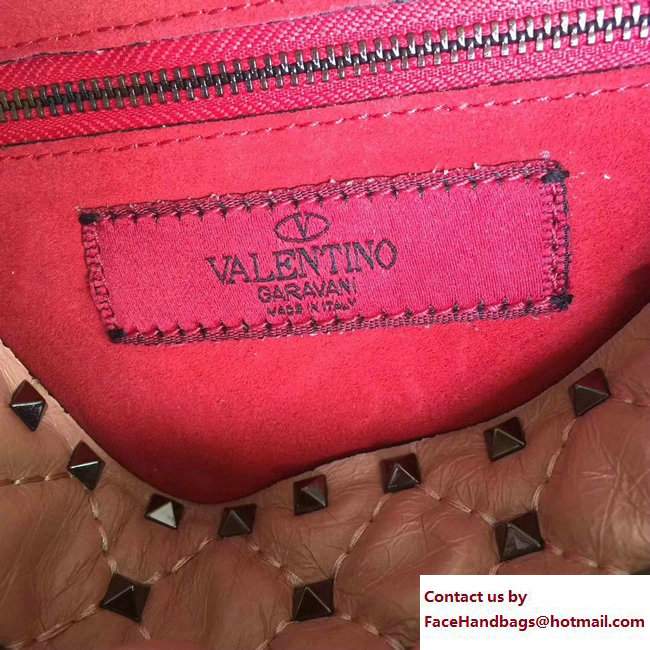 Valentino Rockstud Spike Medium Shoulder Bag Apricot with Black Hardware 2018 - Click Image to Close