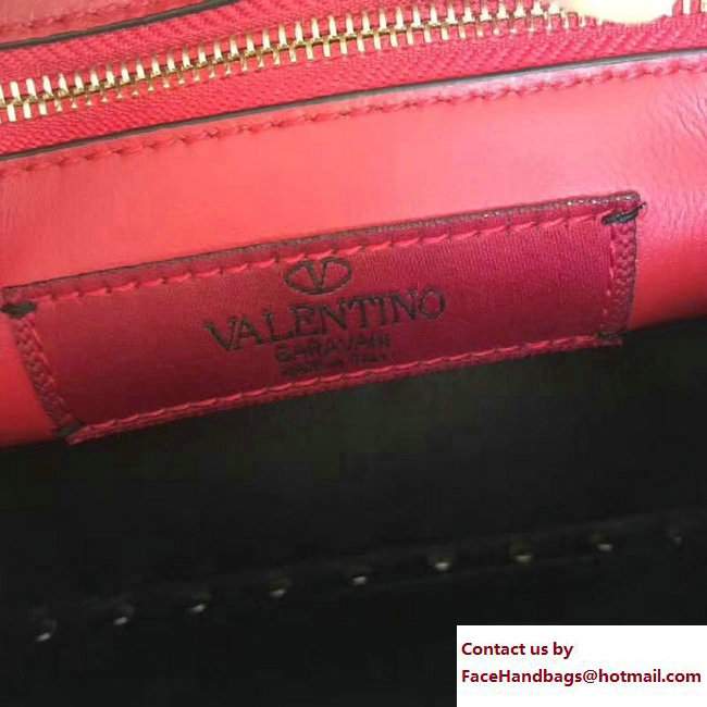 Valentino Rockstud Spike Medium Shoulder Bag Logo Print Black 2018