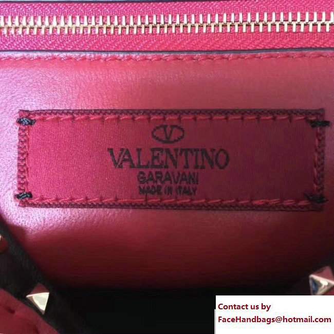 Valentino Rockstud Spike Medium Shoulder Bag Red Heart Black 2018