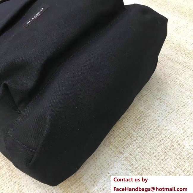 Balenciaga Explorer Canvas Backpack Bag with Logo Handle Black 2018 - Click Image to Close