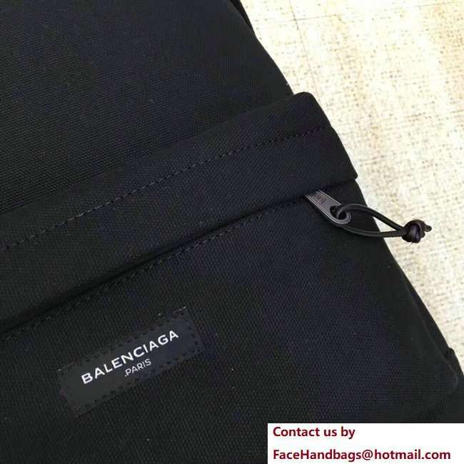 Balenciaga Explorer Canvas Backpack Bag with Logo Handle Black 2018 - Click Image to Close