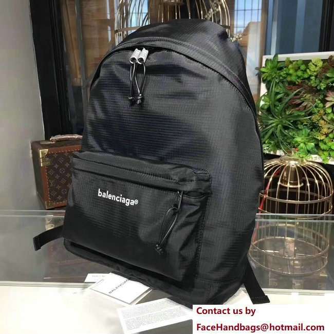 Balenciaga Explorer Canvas Backpack Bag with Logo Label Black 2018 - Click Image to Close
