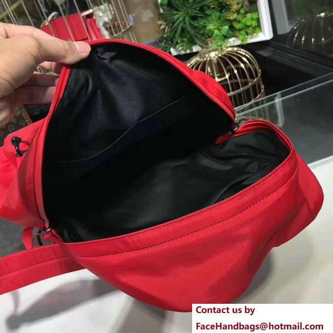 Balenciaga Explorer Canvas Backpack Bag with Logo Label Red 2018 - Click Image to Close