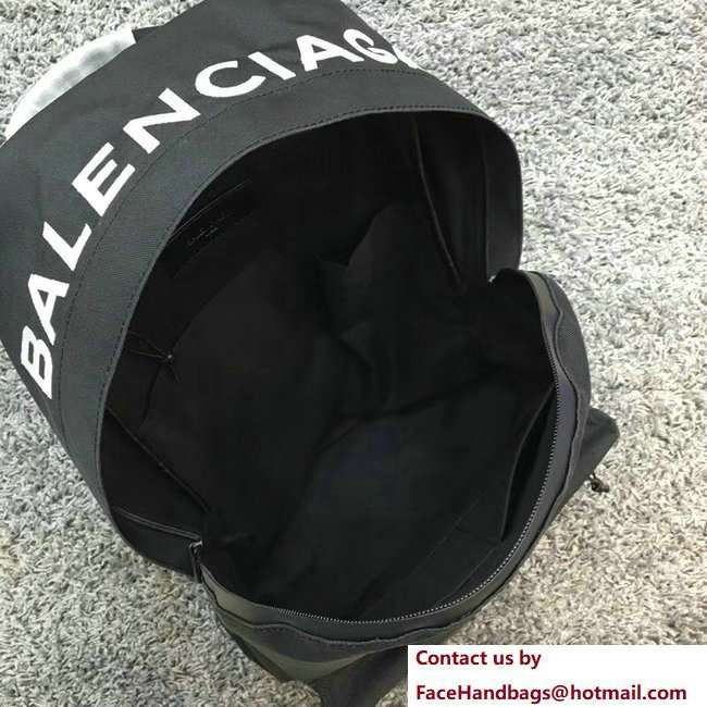 Balenciaga Explorer Canvas Backpack Bag with Logo Print Black 2018 - Click Image to Close