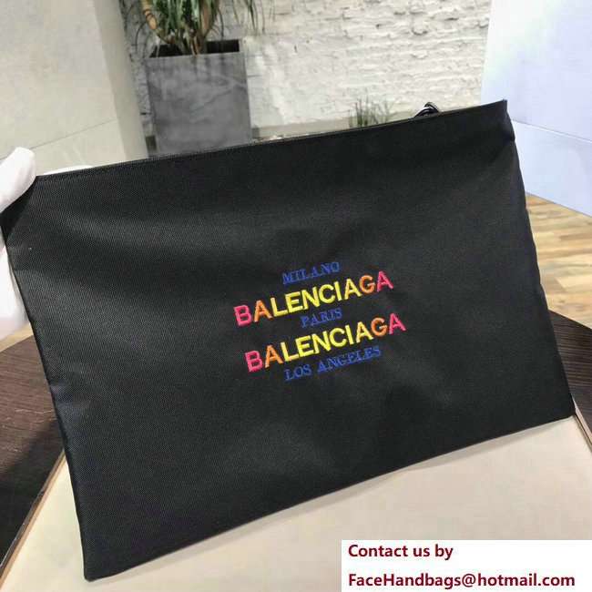 Balenciaga Explorer Nylon Pouch Clutch Medium Bag with Logo Milano Paris Los Angeles 2018 - Click Image to Close