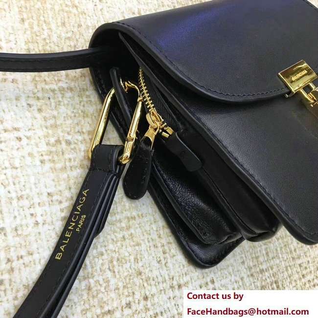 Balenciaga Lock Leather Shoulder Bag Black 2018 - Click Image to Close