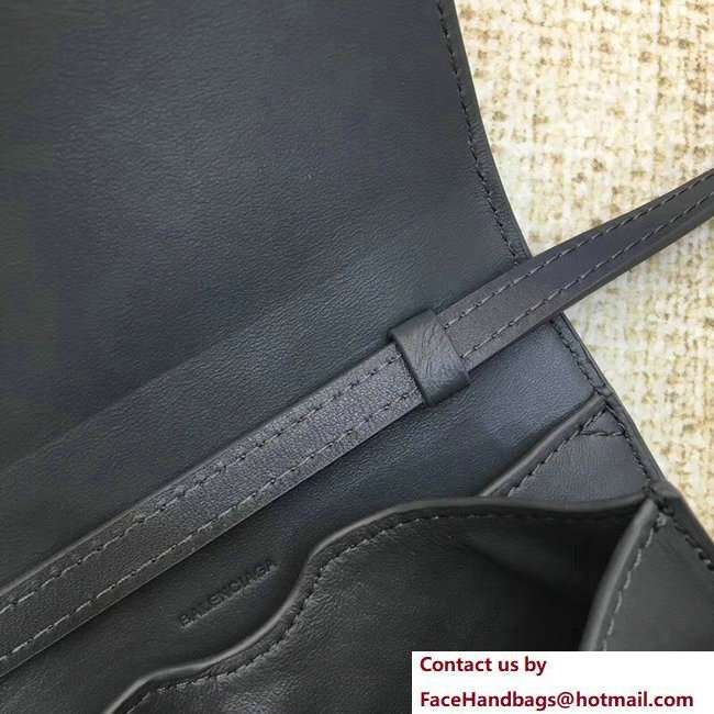 Balenciaga Lock Leather Shoulder Bag Gray 2018