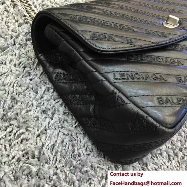 Balenciaga Logo Jacquard Lock Round Medium Leather Shoulder Bag 2018