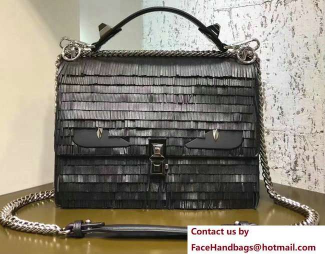 Fendi Bag Bugs Eyes Fringe Medium Kan I Bag Black 2018