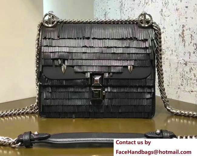 Fendi Bag Bugs Eyes Fringe Mini Kan I Bag Black 2018