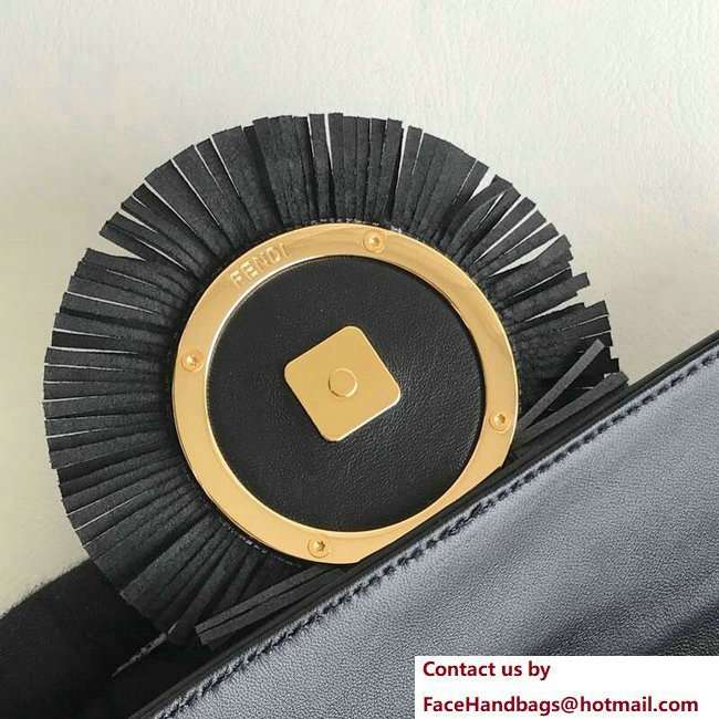 Fendi Baguette Shoulder Bag F Logo Fringed Black 2018