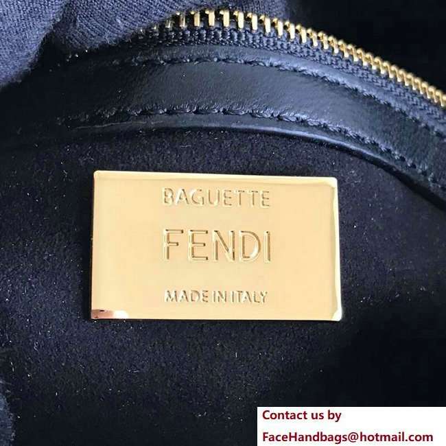 Fendi Baguette Shoulder Bag F Logo Fringed Black 2018