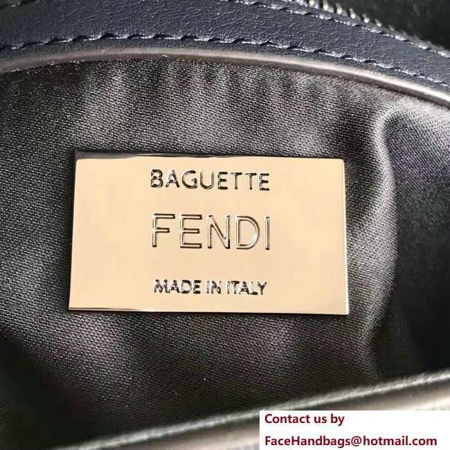 Fendi Baguette Shoulder Bag with Wave Edge Dark Blue 2018
