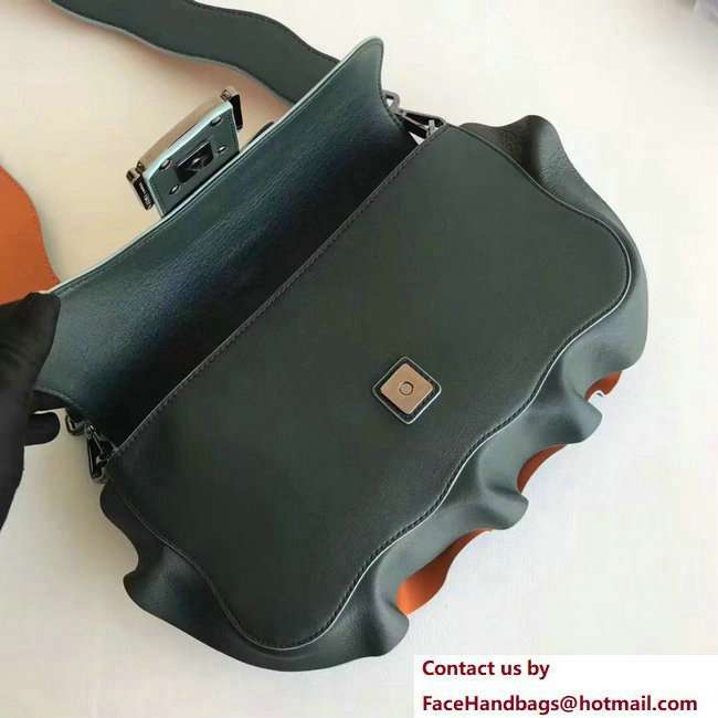 Fendi Baguette Shoulder Bag with Wave Edge Dark Green 2018