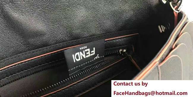 Fendi Baguette Shoulder Bag with Wave Edge Laminated Effect Black 2018