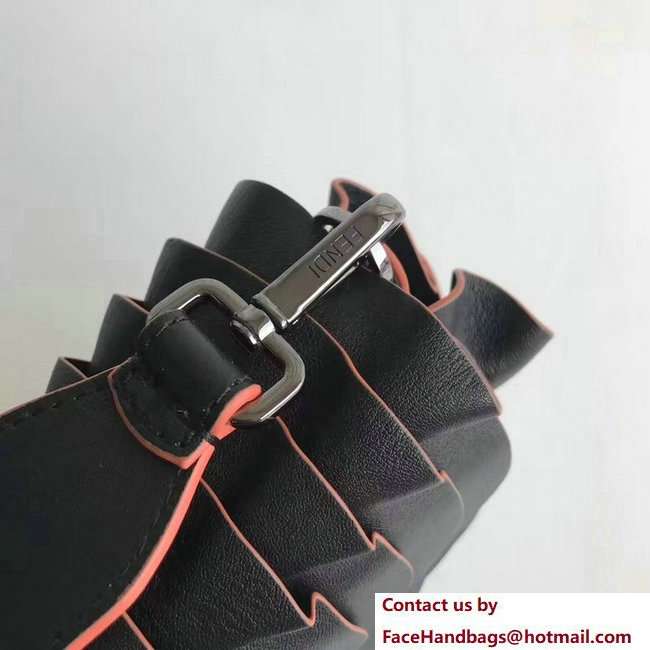 Fendi Baguette Shoulder Bag with Wave Edge Laminated Effect Black 2018 - Click Image to Close