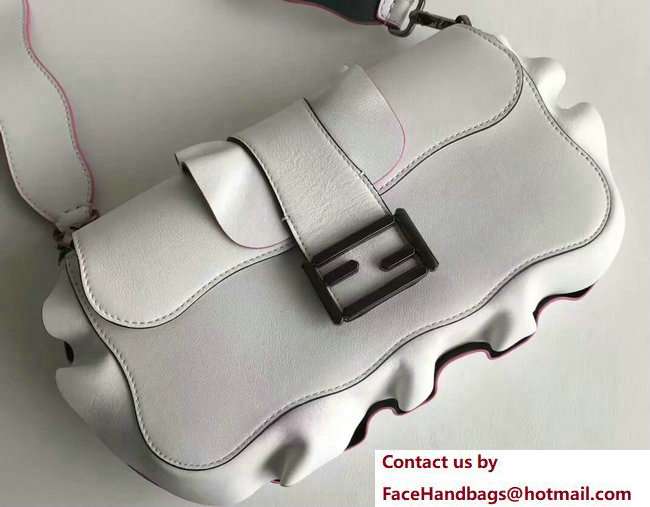 Fendi Baguette Shoulder Bag with Wave Edge White 2018