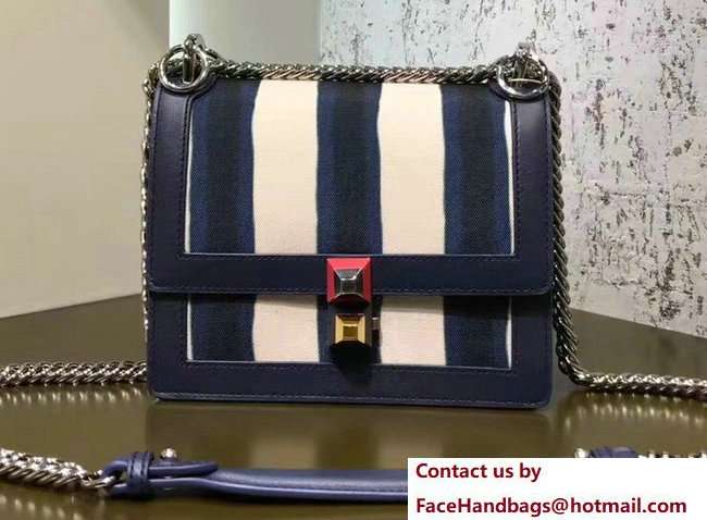 Fendi Canvas and Calfskin Kan I Crossbody Mini Bag Stripe Blue/White 2018 Fendi Canvas and Calfskin Kan I Crossbody Mini Bag Stripe Blue/White 2018