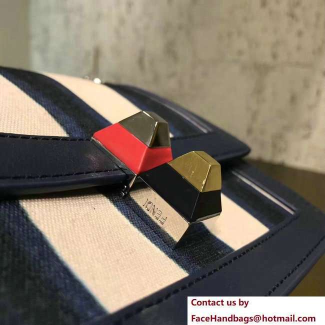 Fendi Canvas and Calfskin Kan I Crossbody Mini Bag Stripe Blue/White 2018