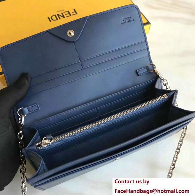 Fendi Continental By The Way Wallet On Chain Woc Bag Blue 2018 - Click Image to Close