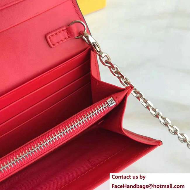 Fendi Continental By The Way Wallet On Chain Woc Bag Red 2018 - Click Image to Close