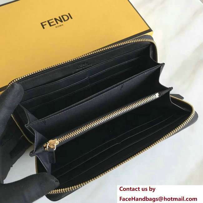 Fendi Continental By The Way Zip Around Wallet Black 2018 - Click Image to Close